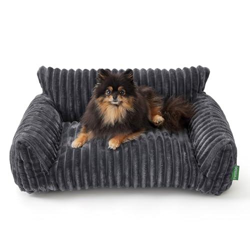 FWERDG Cute Couch Bed for Pets, Supportive Cat Sofa for Indoor Cats, Small Dog Sofa Bed for Small Dogs, Grey, 24 inches