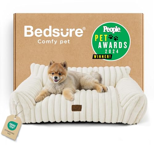 Bedsure ComfyFleece Shown on TV Fluffy Cute Dog Couch for Pets,30in Cream