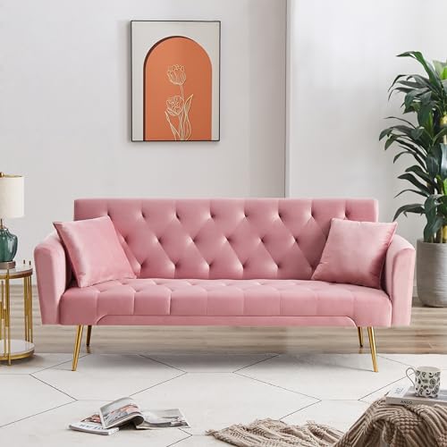 Meqiodas 71.65'' Convertible Sofa Bed Modern Futon Set, Velvet Foldabl — Build quality and design details up close