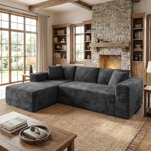 Shintenchi Shintenchi 103" Boneless Couches for Living Room with 2 Cup — Build quality and design details up close