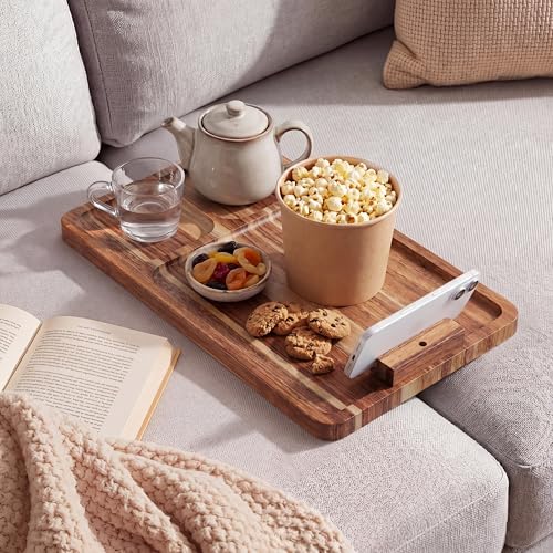 Zhehao Zhehao Acacia Wood Couch Tray Between Cushion with 360° Rotatin — Design and materials in detail