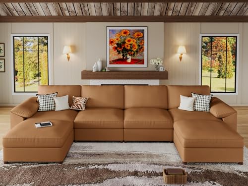 EASE MOOSE EASE MOOSE Leather Sectional Couch, Oversized Modular Secti — Build quality and design details up close