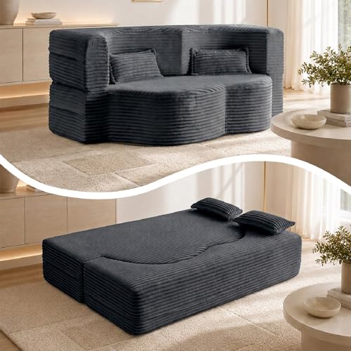 Zefurta Zefurta 78" Futon Sofa Bed, Full Size Boneless Corduroy Couch — Build quality and design details up close