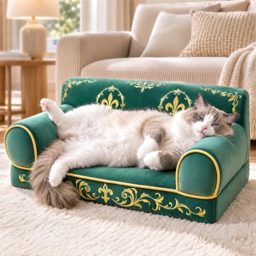 Mellownido Luxury Cat Couch Bed for Indoor Cats, Cozy Pet Sofa, 24 Inch