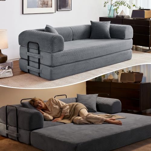79" Convertible Sofa Bed, Boneless Sleeper Futon Couch for Living Room