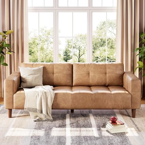 IDEALHOUSE IDEALHOUSE 83” Brown Faux Leather Couch, 3 Seater Sofa Couc — Key specifications at a glance
