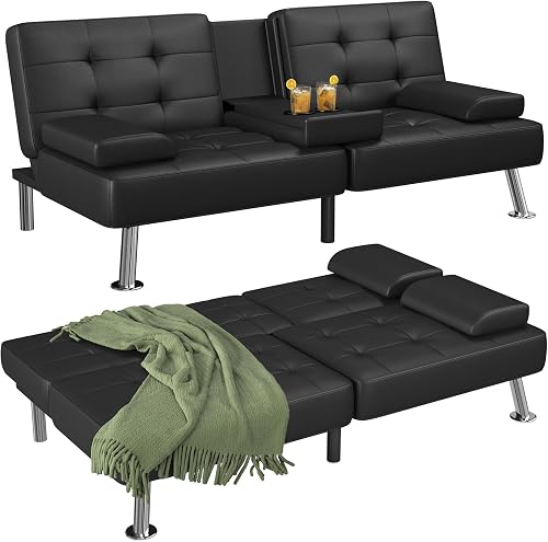 Flamaker Futon Sofa Bed Modern Folding Futon Set Convertible Recliner — Design and materials in detail