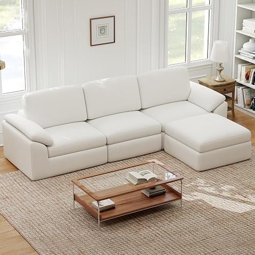 Bonzy Home 118" Sectional Boneless Couch for Living Room, Modern L Sha — Build quality and design details up close